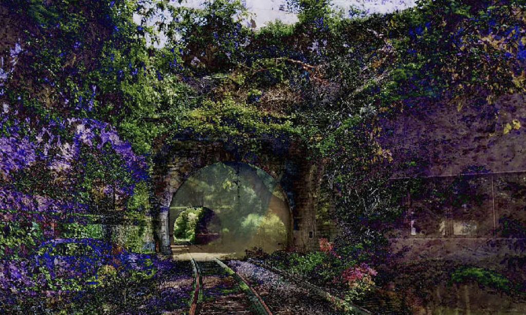 A recent entrance to paradise. Picture generated autonomously by AI.